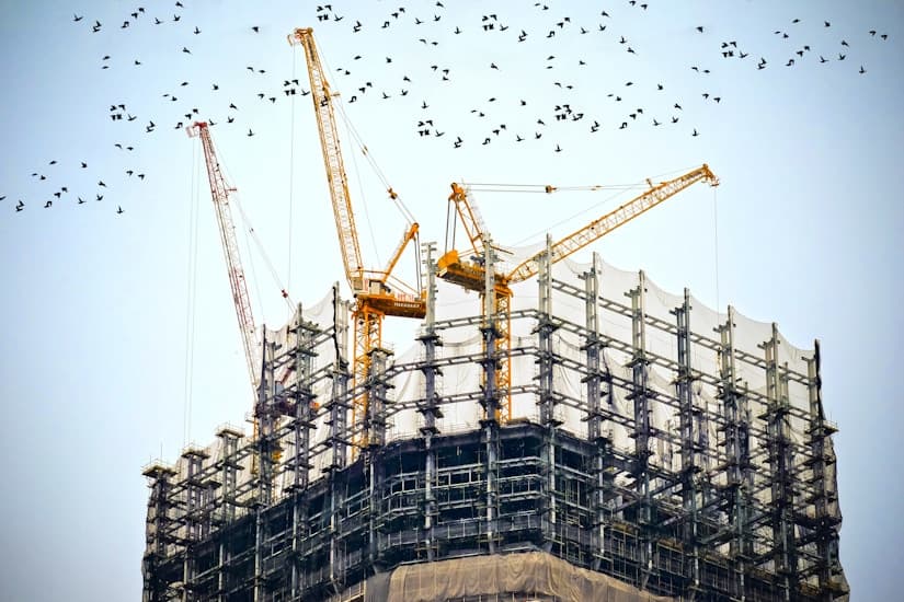 Construction site with compliance overlay